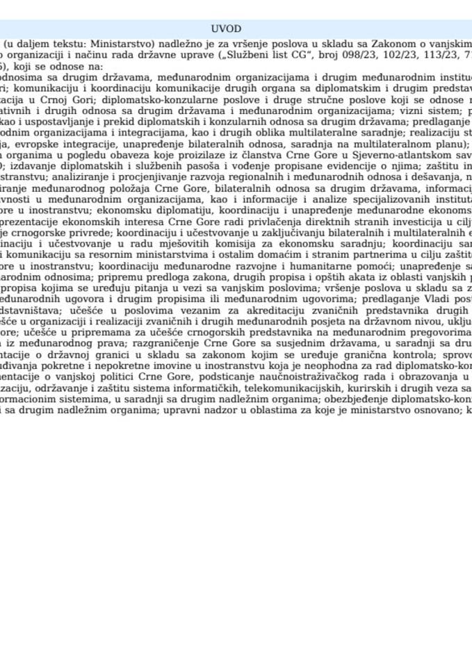 Нацрт кадровског плана Министарства вањских послова и Управе за извршење кривичних санкција, за 2025. годину