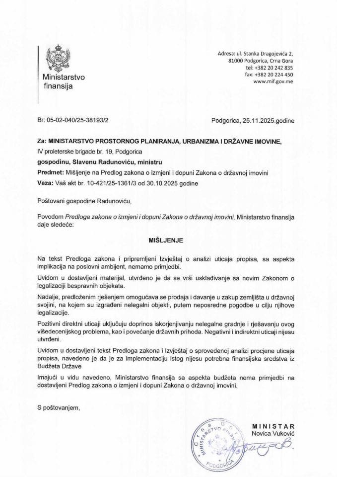 Mišljenje na Predlog uredbe o realizaciji i postupku korišćenja sredstava iz Mjere 9 -(IPARD III program)