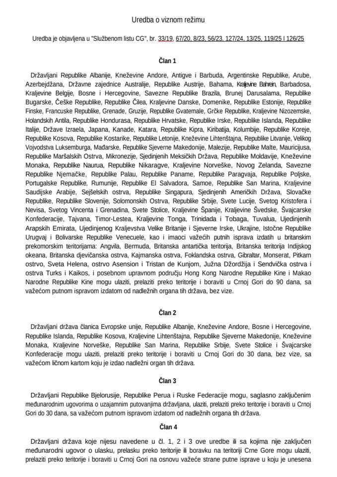 Uredba o viznom režimu