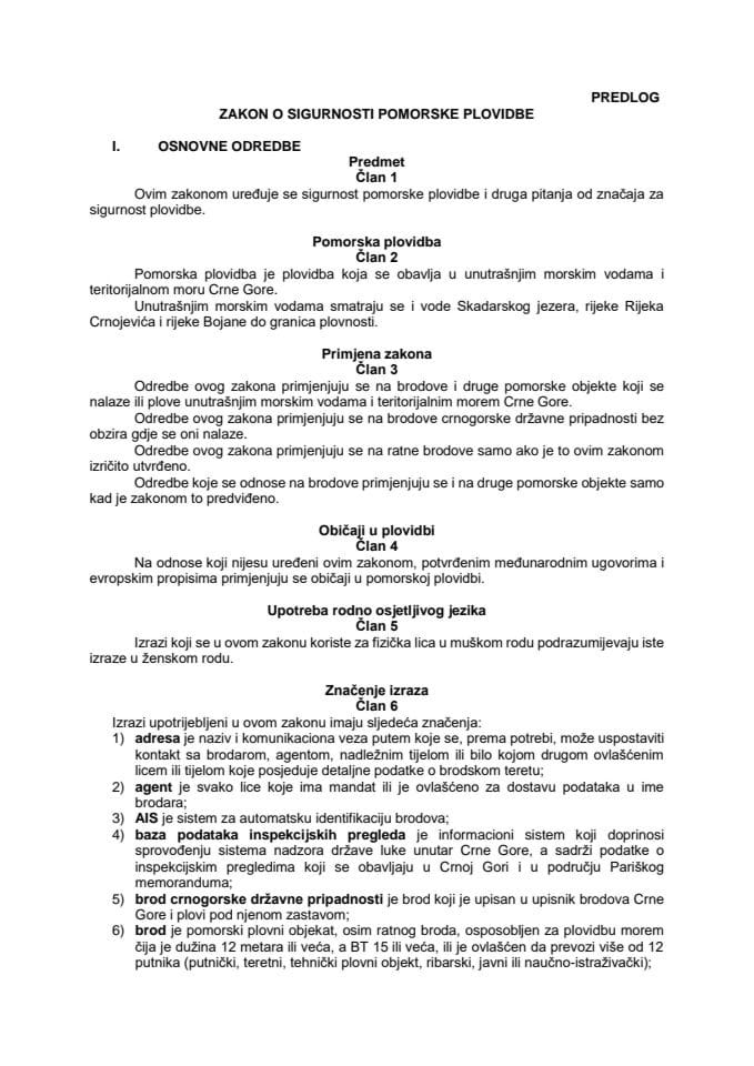 Predlog zakona o sigurnosti pomorske plovidbe s Izvještajem sa javne rasprave