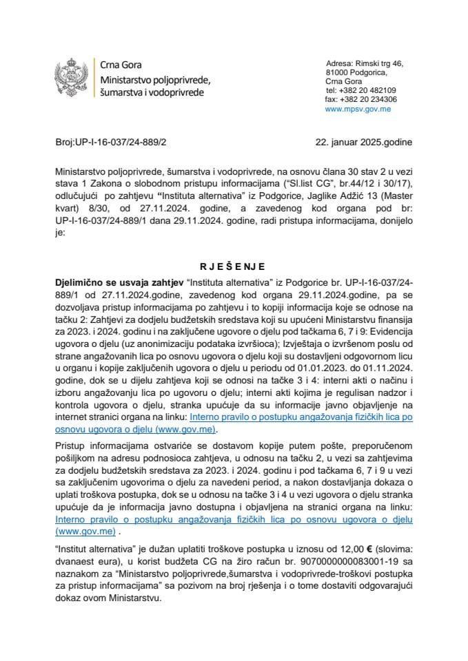 Rjesenje Đorđije M. Smolović usvojen UP-I-16-037-25-655-2