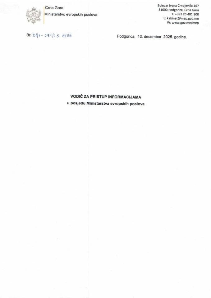 Vodič za slobodan pristup informacijama MEP 2025 decembar