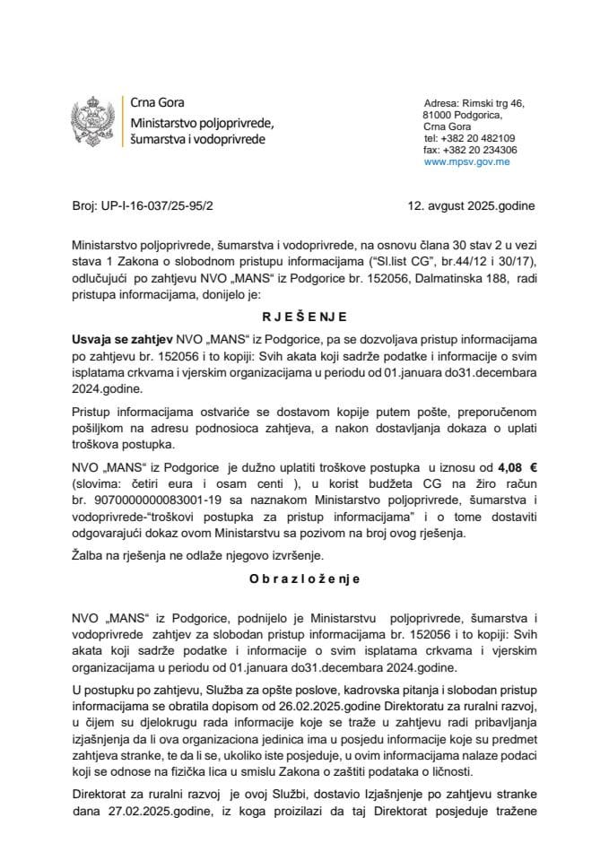 Rješenje MANS usvojen UP-I-16-037-25-120-2 Ranko Kankaraš