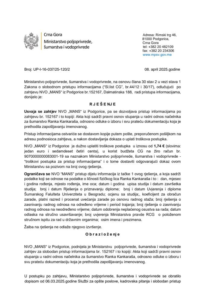 Rješenje MANS usvojen UP-I-16-037-25-121-2