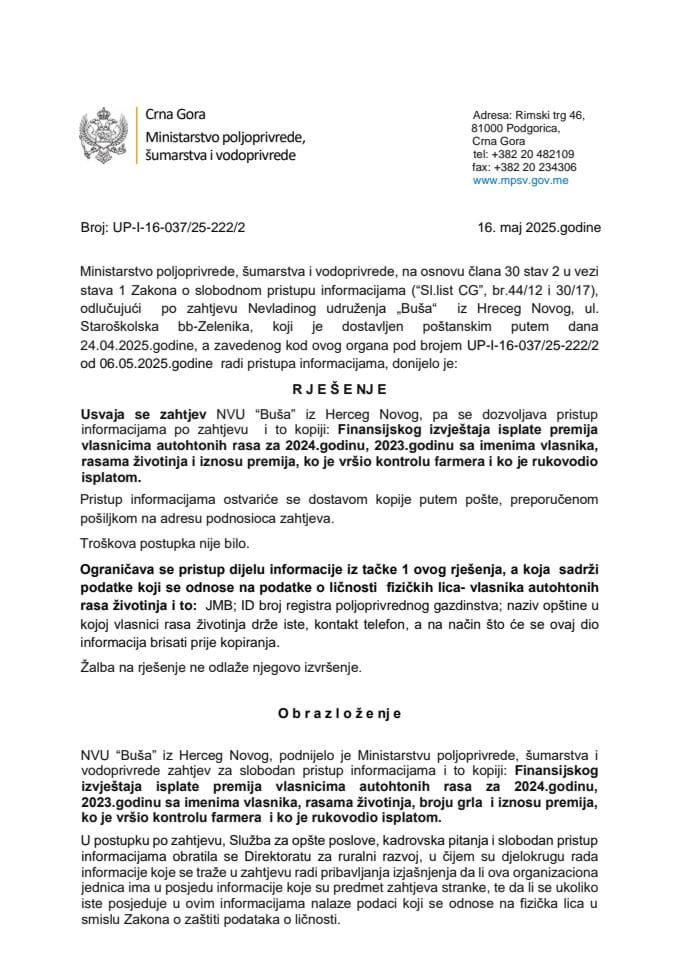 Рјешење одбијен захтјев Дарко Стијеповић бр. УП-И-16-037-24-907-2