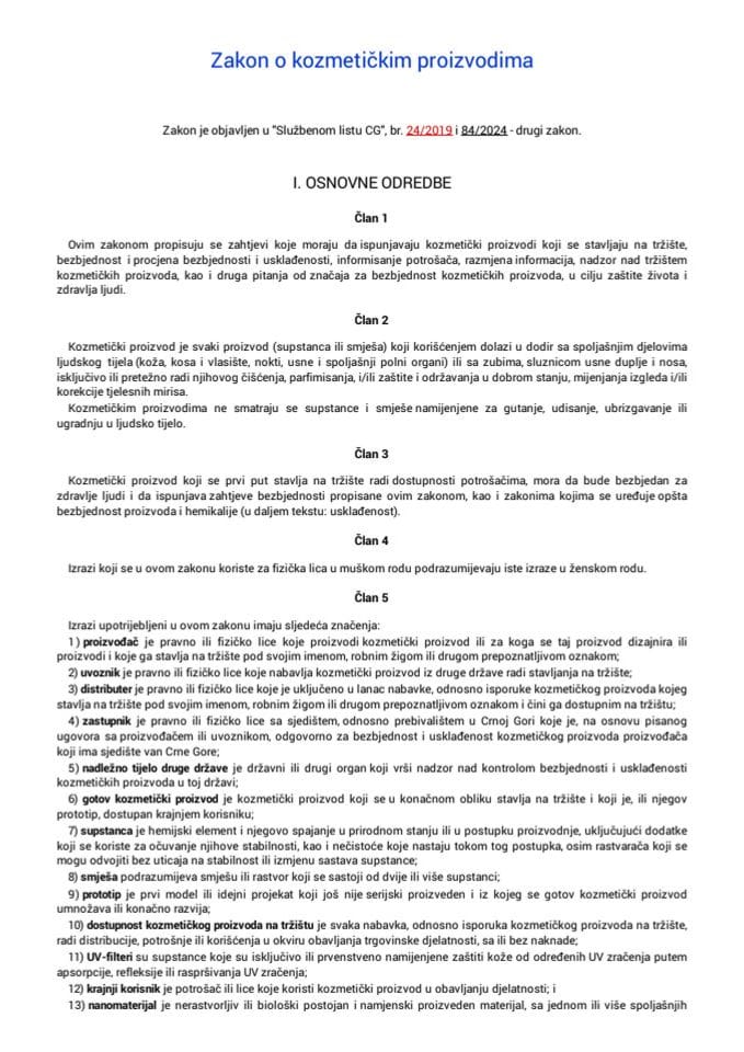 Zakon o kozmetičkim proizvodima