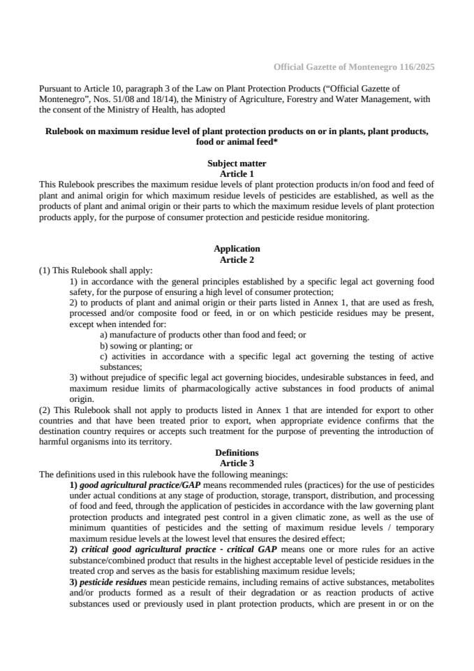 Рулебоок он маxимум ресидуе левел оф плант протецтион продуцтс он ор ин плантс, плант продуцтс, фоод ор анимал феед