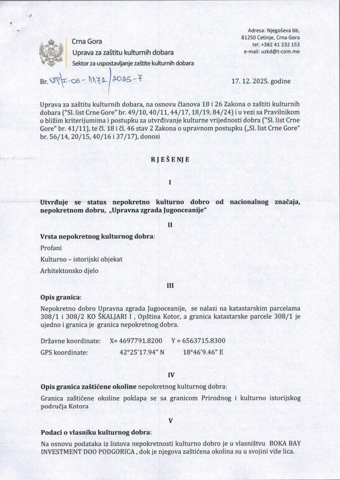 Rješenje o utvrđivanju statusa UP-I-05-1172-2025-7