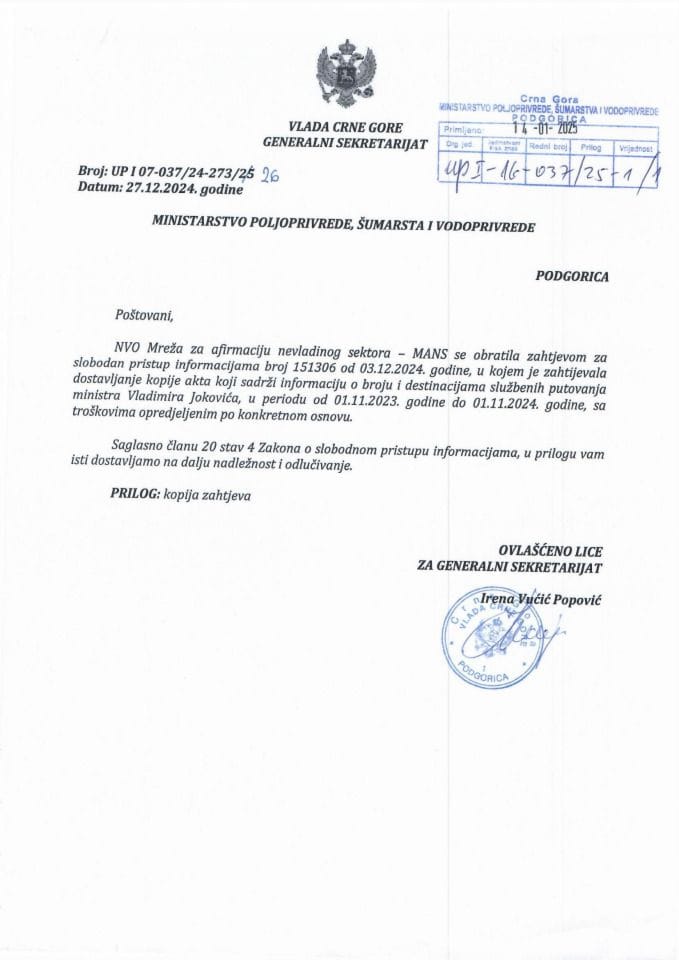 Zahtjev za SPI NVO MANS UPI-16-037-25-1-1