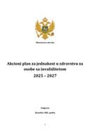 Akcioni plan za jednakost u zdravstvu za osobe sa invaliditetom 2025–2027