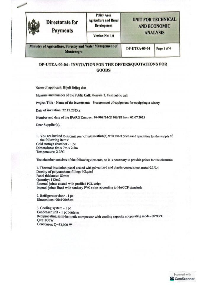 1. Invitation for the offers quotations 