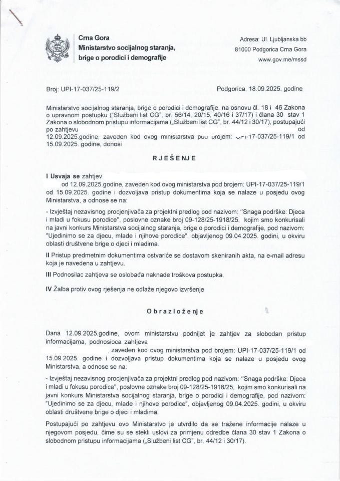 Rješenje UPI-17-032-25-119-2