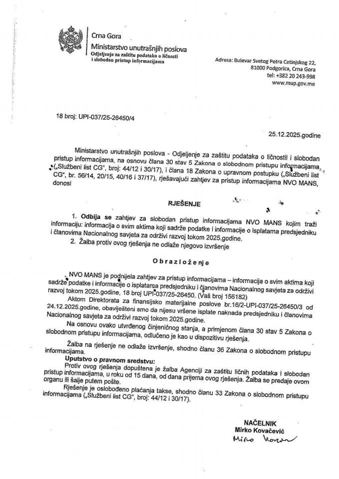 rješenje br. 18-UPI-037/25-26450/4