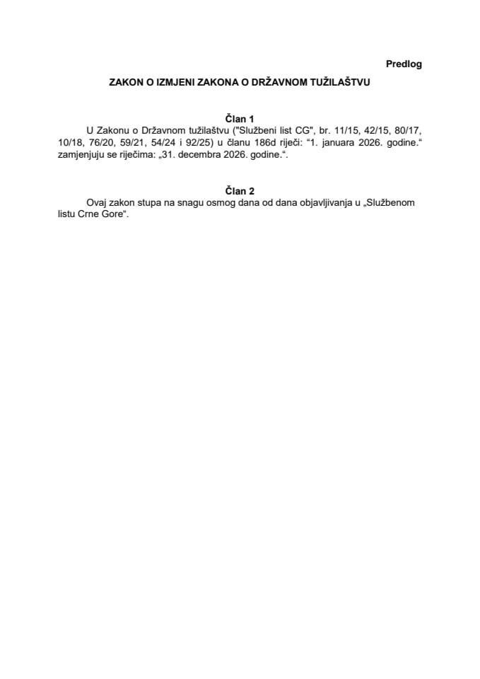 Предлог закона о измјени Закона о Државном тужилаштву