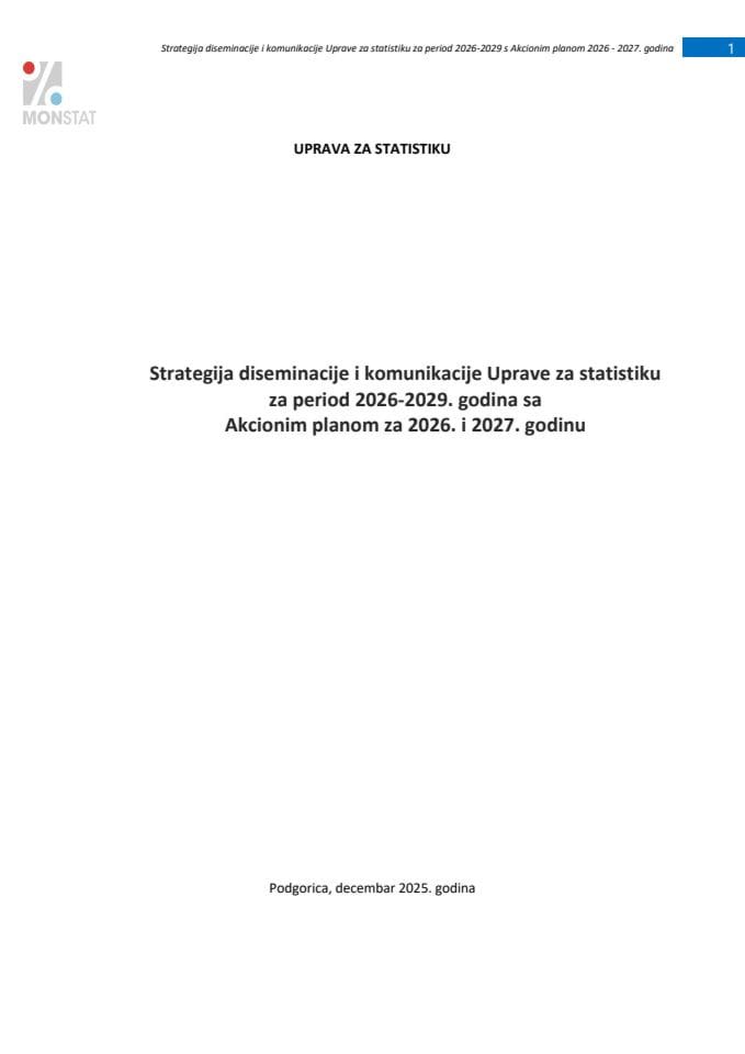 Предлог стратегије дисеминације и комуникације Управе за статистику за период 2026-2029. године са Предлогом акционог плана за 2026. и 2027. годину