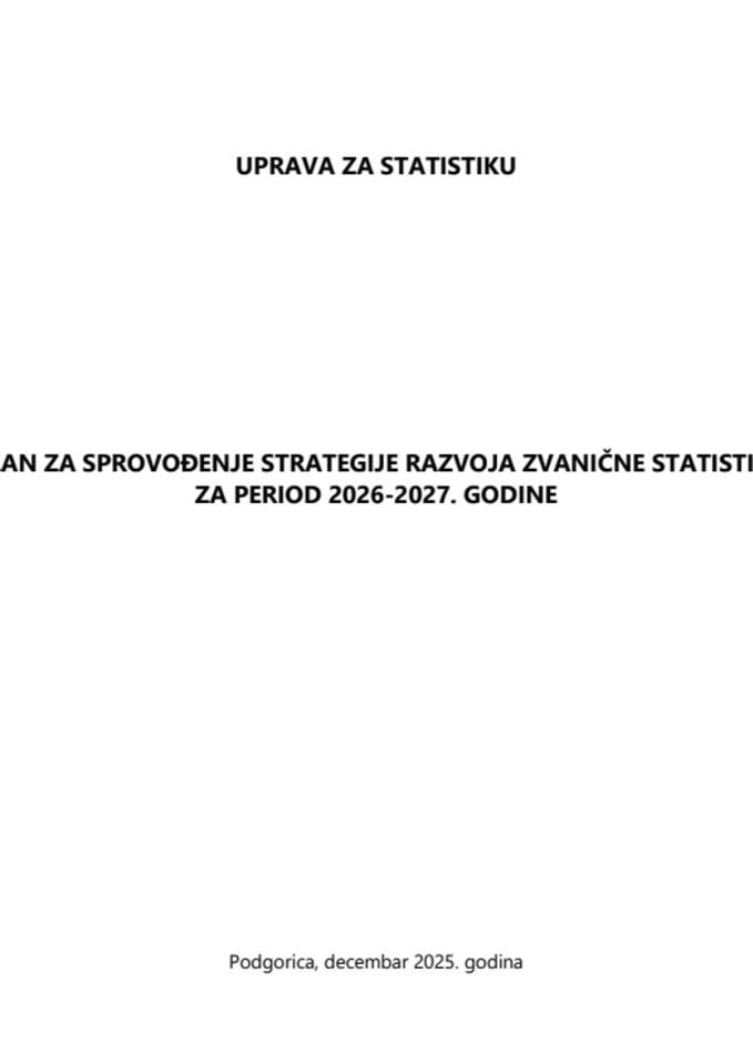 Предлог акционог плана за спровођење Стратегије развоја званичне статистике 2024-2028, за период 2026-2027. године