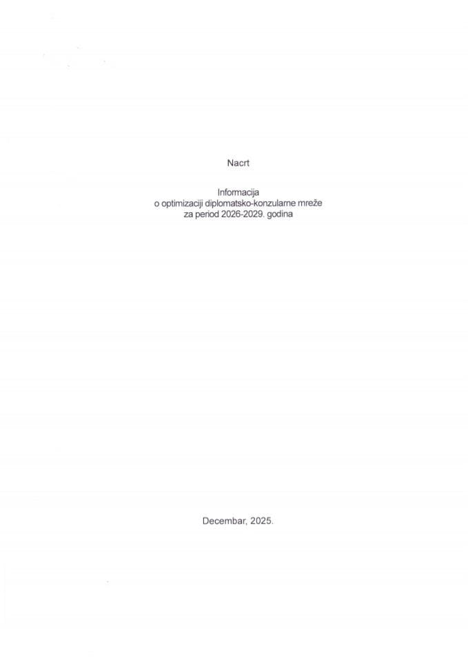 Информација о оптимизацији дипломатско-конзуларне мреже за период 2026-2029. година