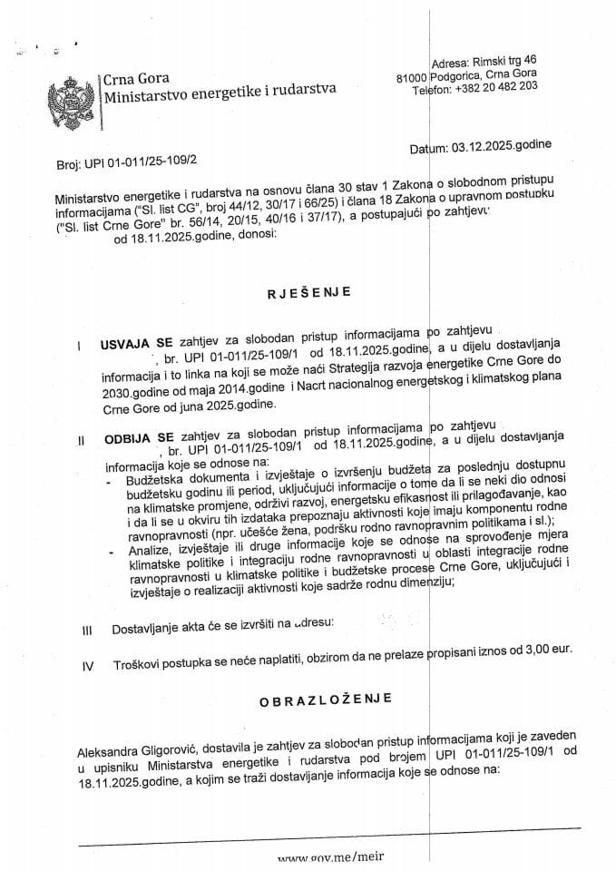 Rješenje djelimično se usvaja 01-011-25-109