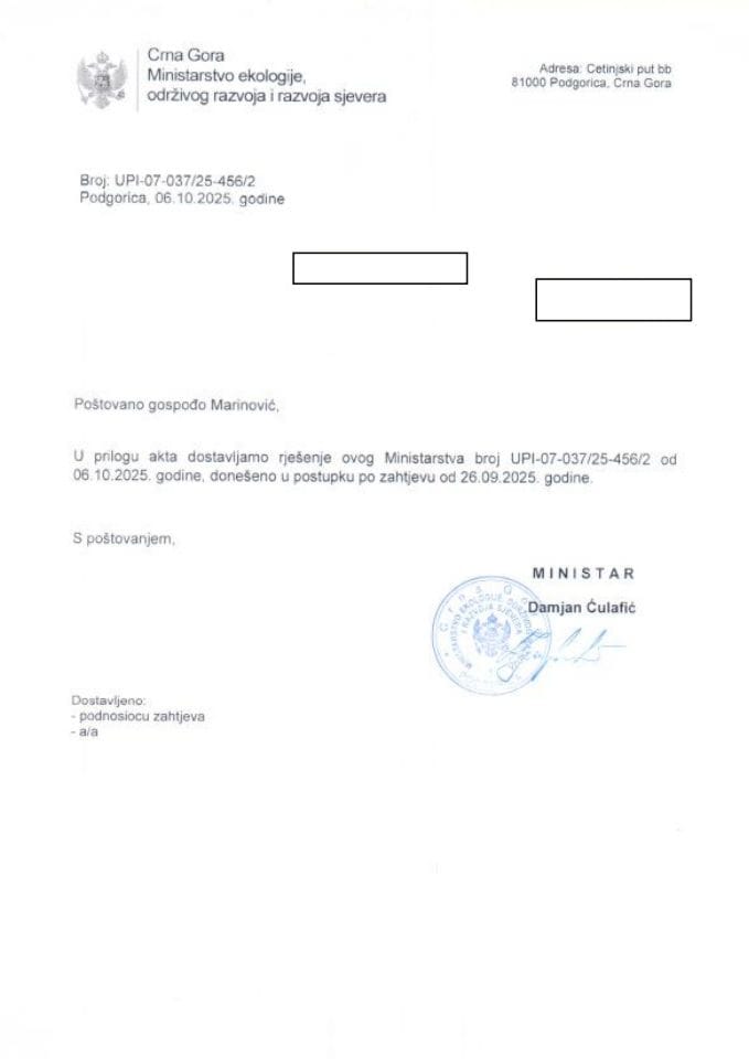 Рјешења - Слободан приступ информацијама - Рјешење по захтјеву УПИ-07-03725-456-2