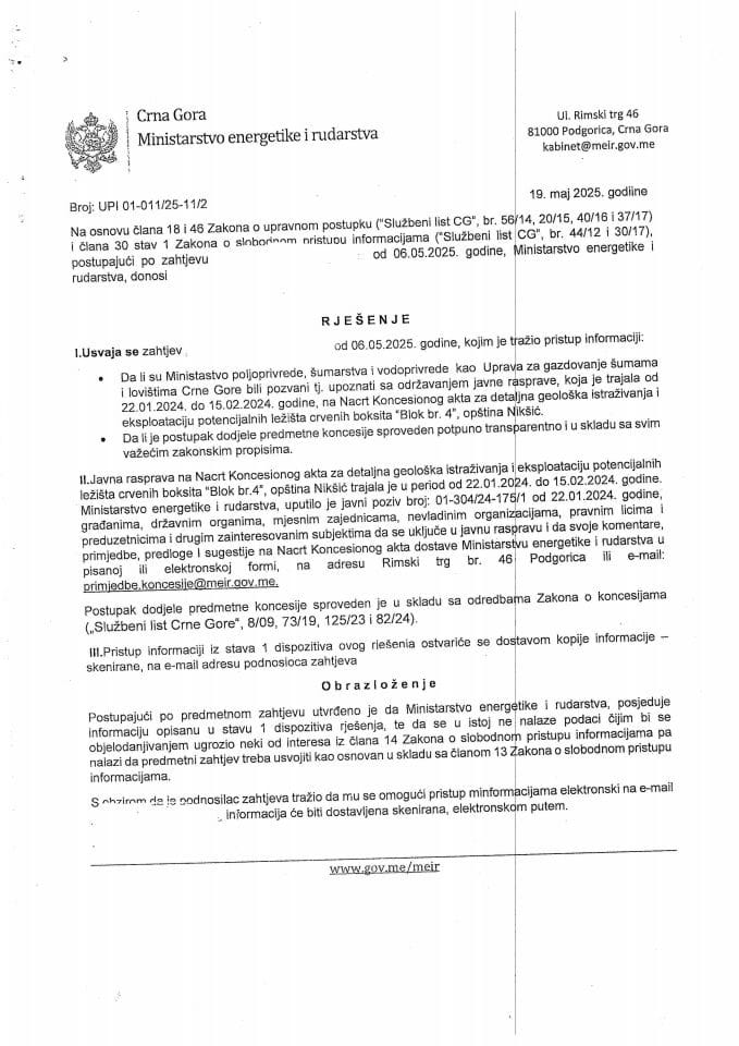 Rješenje usvaja se 01-011-25-11