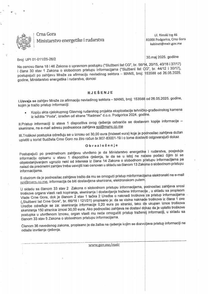 Rješenje usvaja se 01-011-25-26