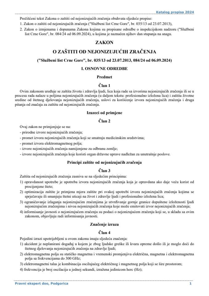 Zakon o zaštiti od nejonizujućih zračenja