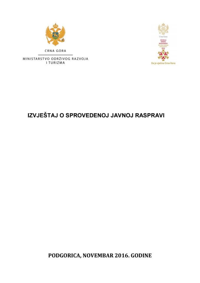 Izvjestaj o sprovedenoj javnoj raspravi za Strategiju novembar 2016. godine