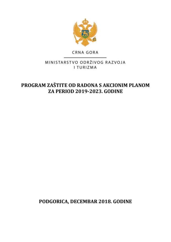 Program zaštite od radona s akcionim planom za period 2019-2023. Godine