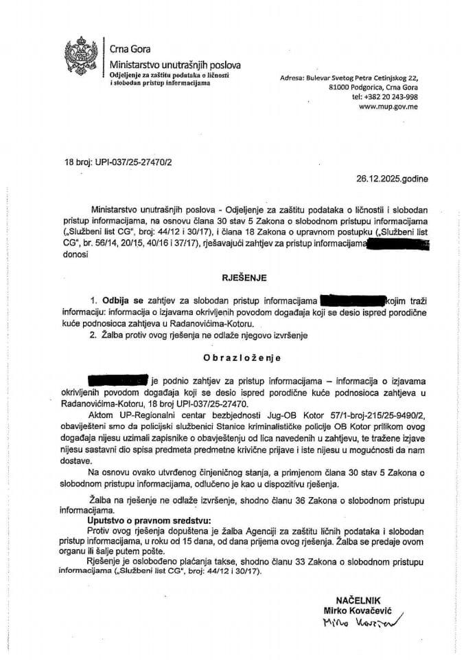 rješenje br. 18-UPI-037/25-27470/2