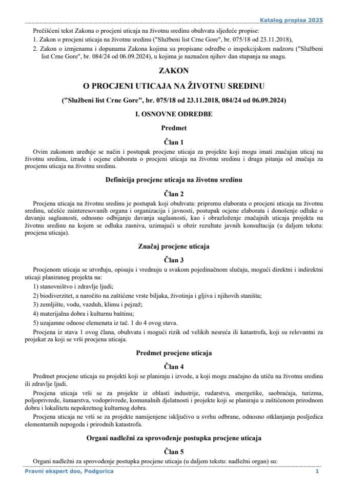 Zakon o procjeni uticaja na životnu sredinu