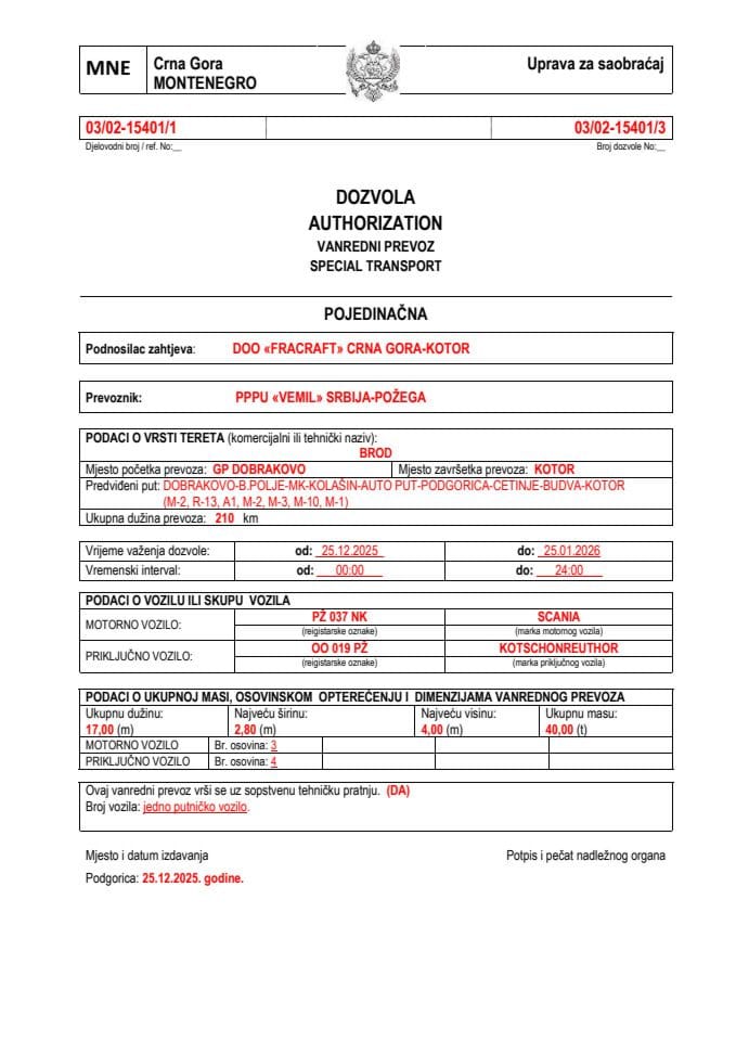 FRACRAFT 03-02-15401-VEMIL