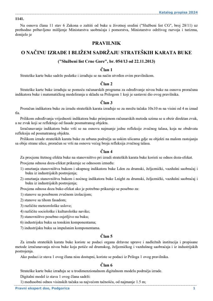 Pravilnik o načinu izrade i blizem sadržaju strateških karata buke