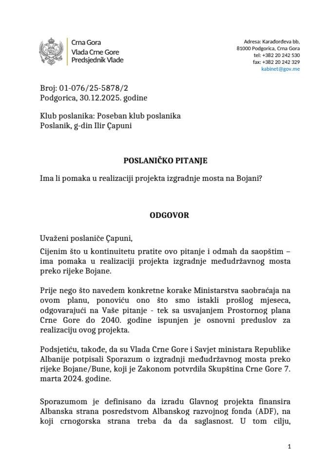 Premijerski sat: Odgovor predsjednika Vlade Milojka Spajića na poslaničko pitanje Ilira Čapunija