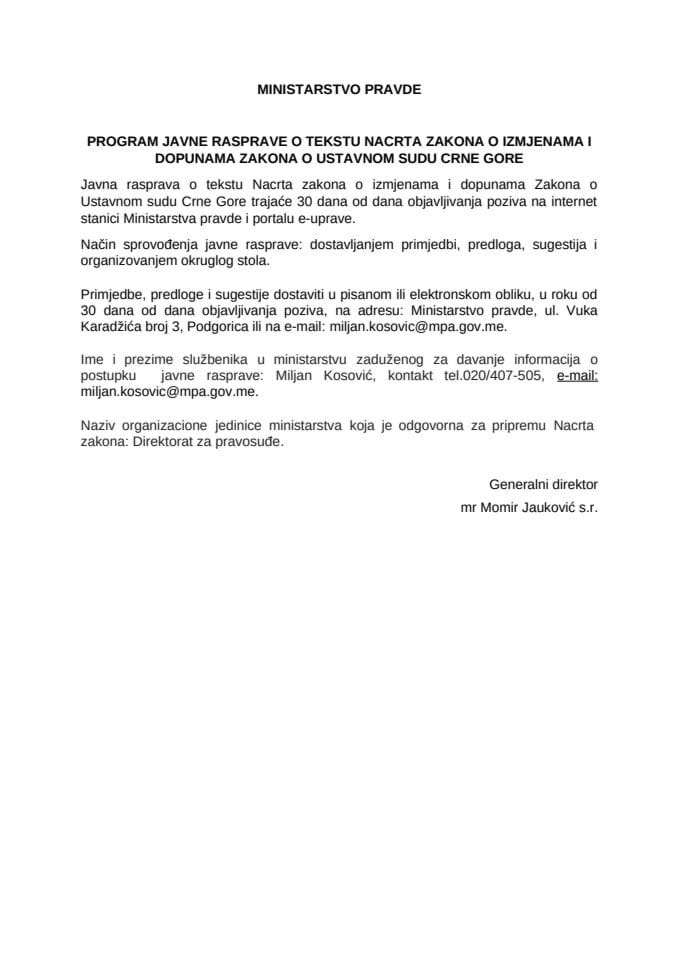 PROGRAM JAVNE RASPRAVE