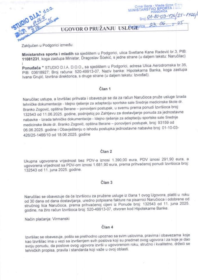 Ugovor idejno rješenje sala - 23.06.2025