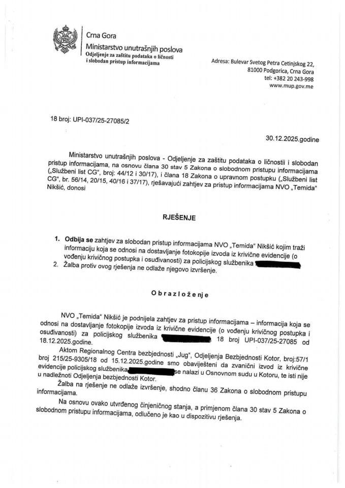 rješenje br. 18-UPI-037/25-27085/2