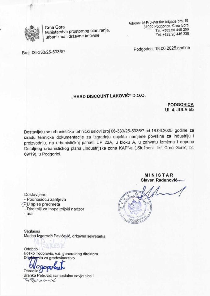 Izdati urbanističko-tehnički uslovi - 06_333_25_5936_7 Hard dioskont Laković D.O.O.