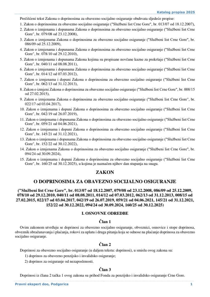 Zakon o doprinosima za obavezno socijalno osiguranje 