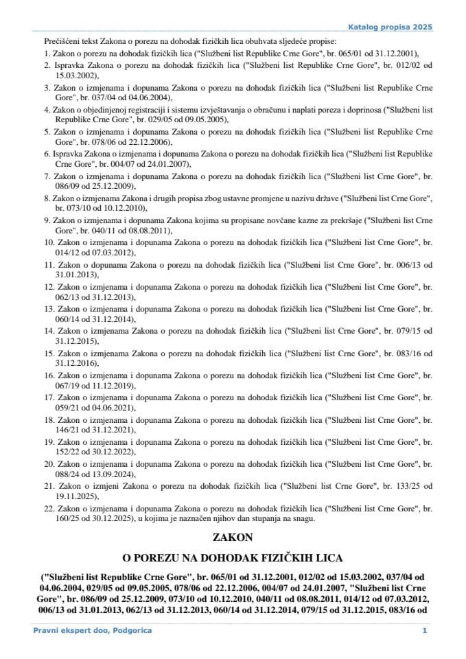 Zakon o porezu na dohodak fizičkih lica