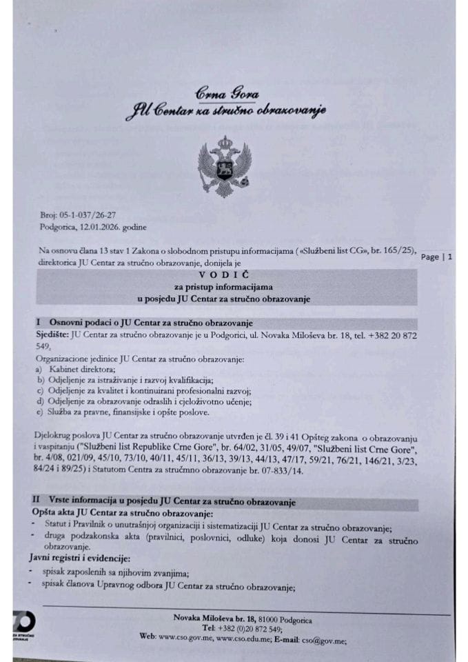 Vodic za slobodan pristup informacija 2026