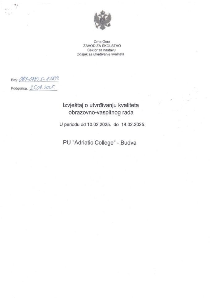 PU "Adriatic College", Budva