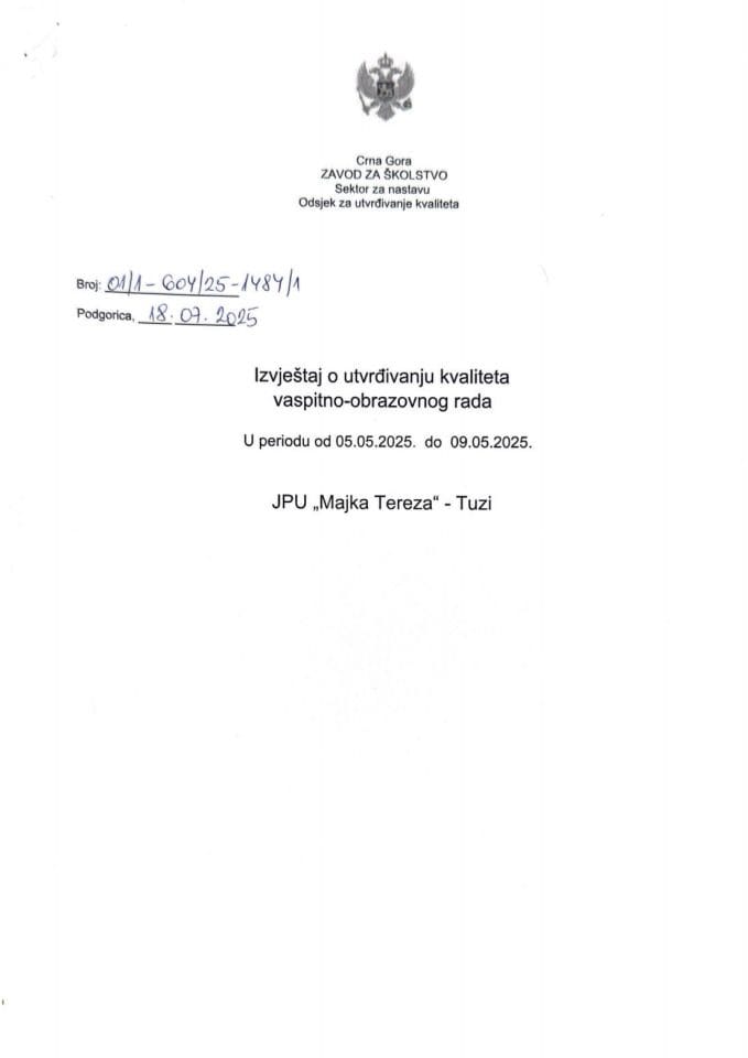 JPU "Majka Tereza", Tuzi