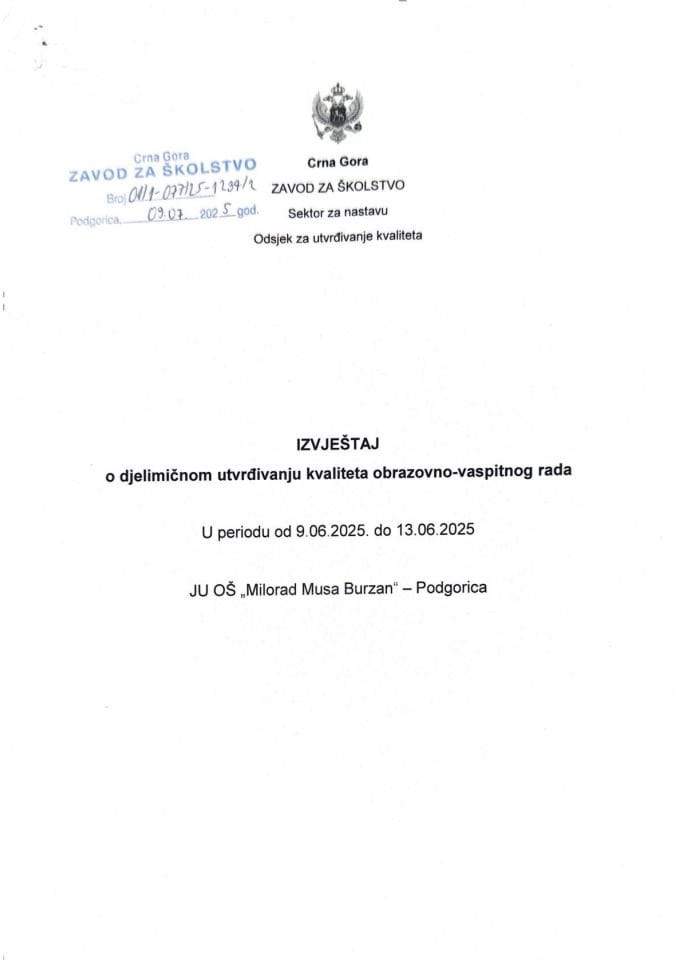 JU OŠ "Milorad Musa Burzan", Podgorica