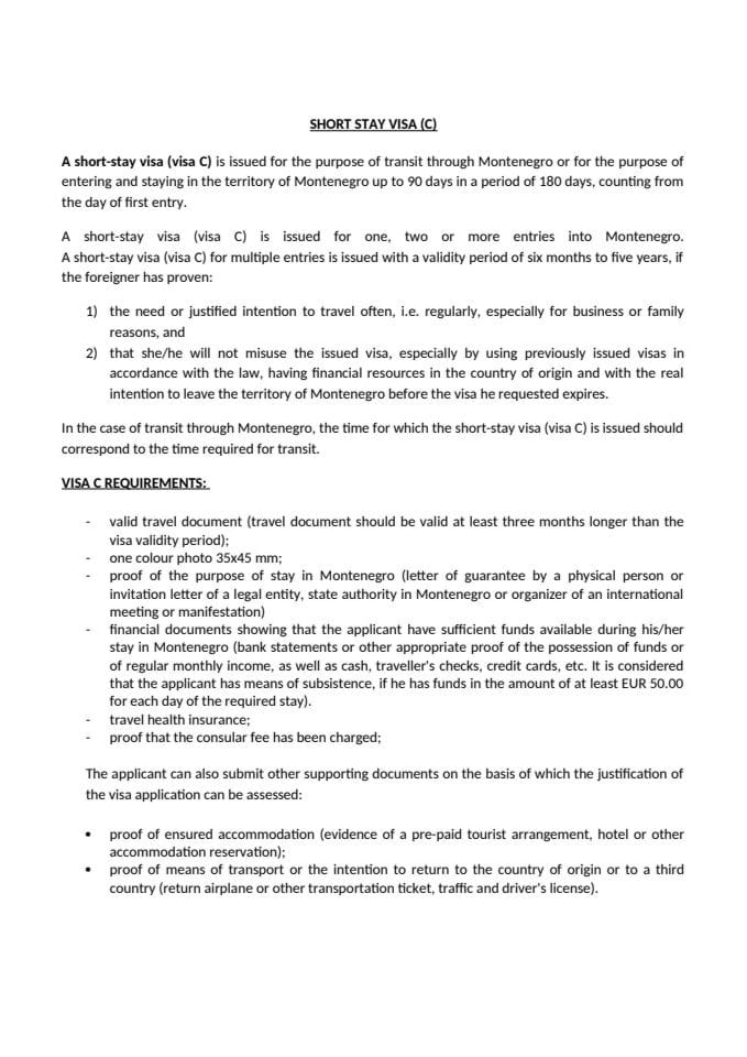 Visa C and D requirements