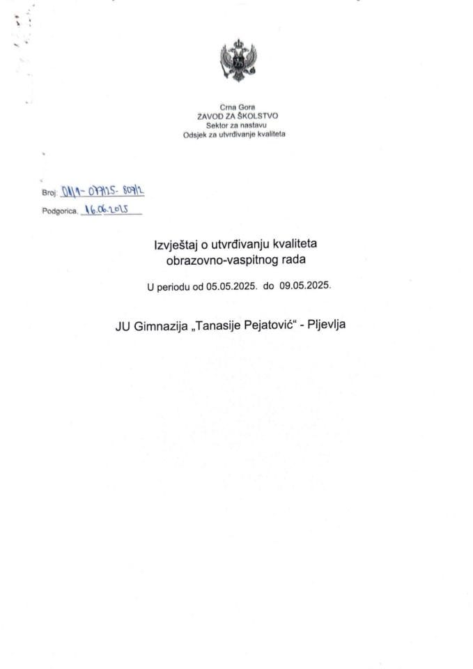 JU Gimnazija "Tanasije Pejatović", Pljevlja