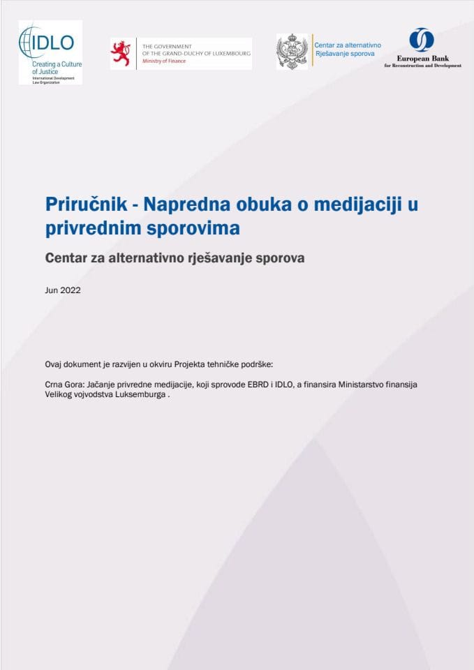 Prirucnik - Napredna obuka o medijaciji u privrednim sporovima
