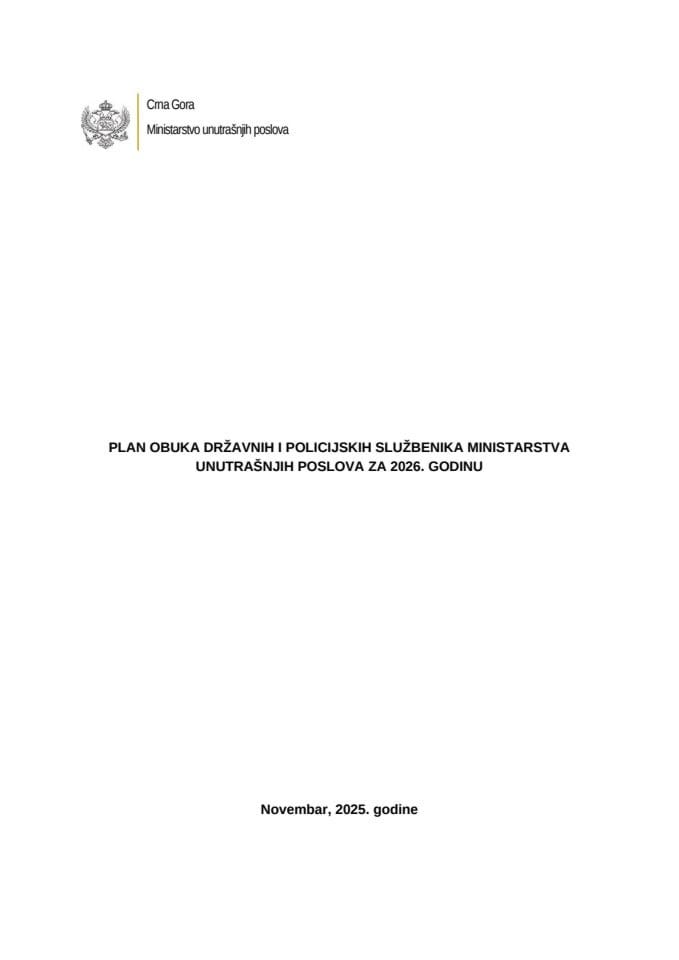 Plan obuka za 2026. godinu