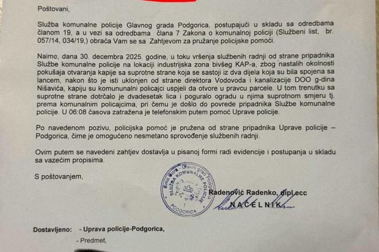 Zahtjev Službe Komunalne policije