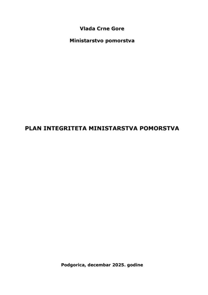 Plan integriteta Ministarstva pomorstva
