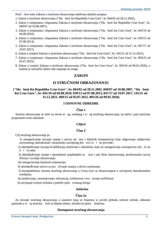 Zakon o strucnom obrazovanju 2026